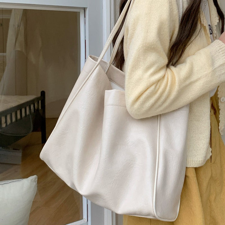 日韓流行|美拉德大容量包包女2025新款休閒質感軟皮通勤包時尚單肩包托特包「9260#」25.03-1