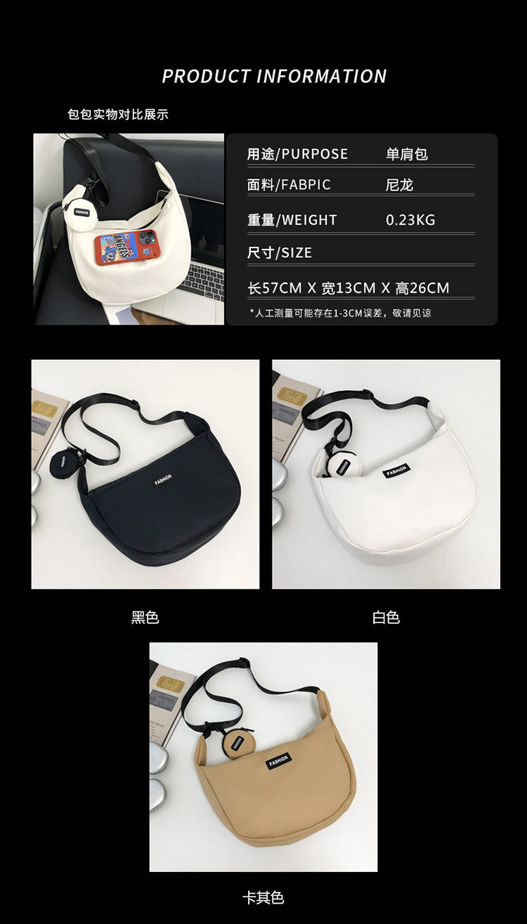致青春 | 批發新款韓版女用單肩包斜背包時尚潮尼龍布大學生通勤女包「6995-118」24.08-3