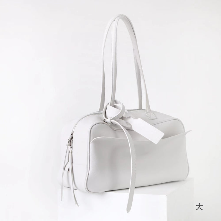 質感真皮|2025全新百搭輕奢小眾高級感波士頓大包肩托特枕頭通勤保齡球包「6163」25.07-1