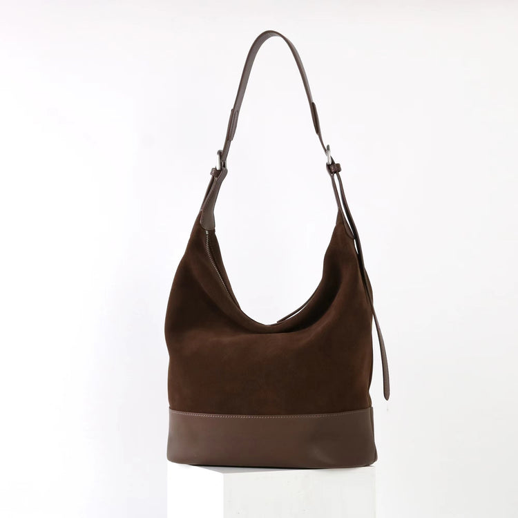 質感真皮|2025年新美拉德高級感輕奢高質感磨砂牛皮大容量水桶包時尚「6173」25.09-2