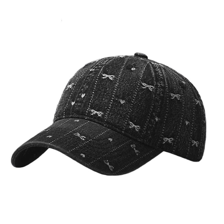 流行帽子|韓國新款帽子女蝴蝶結刺繡牛仔棒球帽百搭水洗鴨舌帽戶外遮陽帽男「C5171」25.04-2