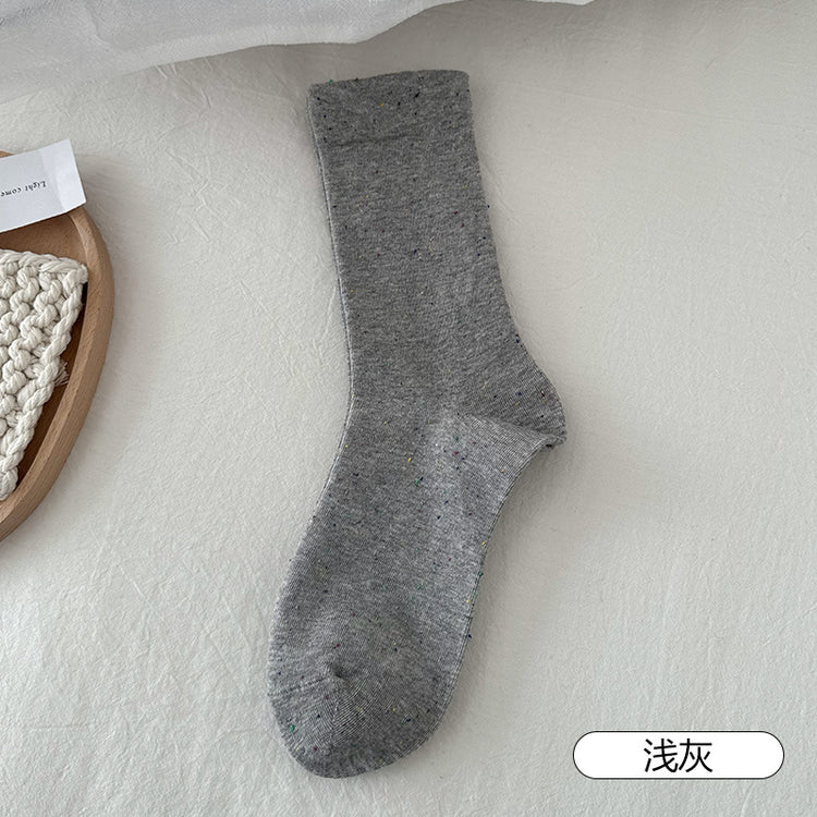 女襪|堆堆襪子女春夏季新款點子紗月子襪棉質親膚吸汗透氣彈力中筒襪「FM2502」25.03-1
