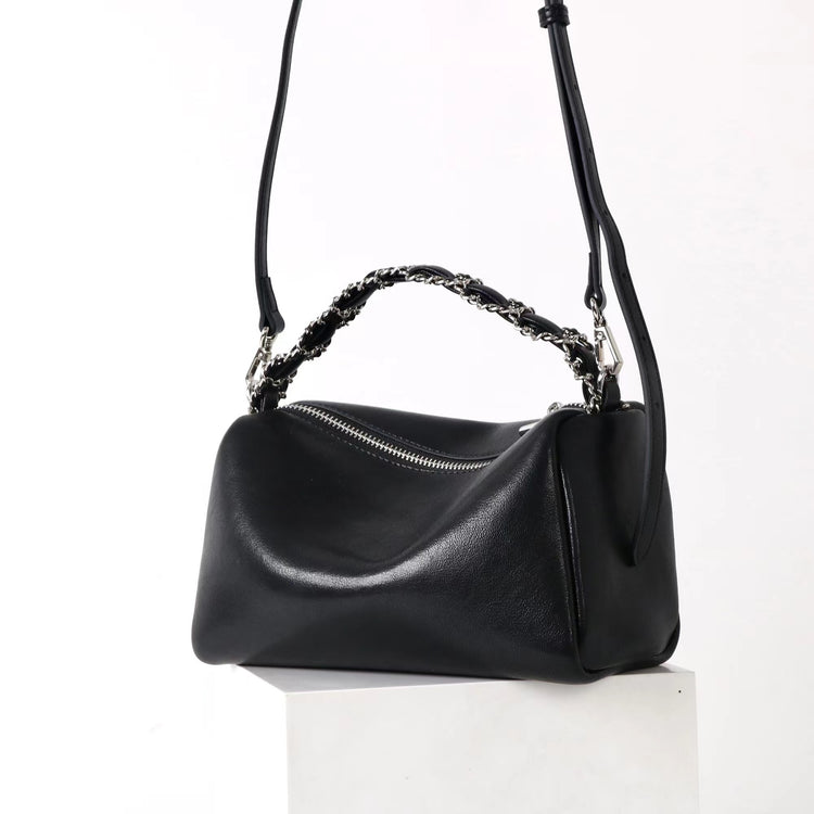 質感真皮|2025新款高級感枕頭包女牛皮大容量手提單肩包斜背包小眾設計包包「7014」25.07-1