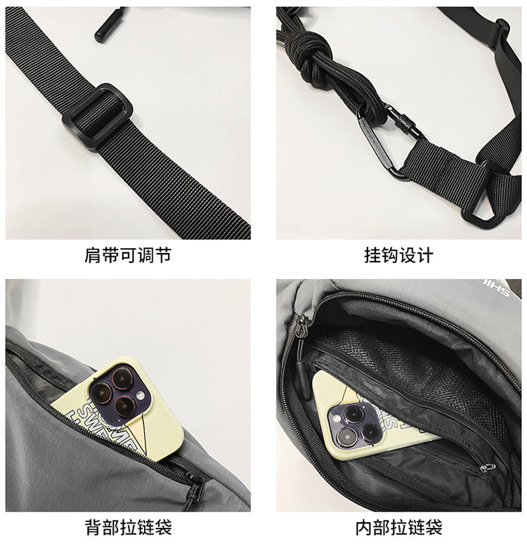 致青春|潮牌日系胸包女ins簡約單肩包小挎包輕便騎行腰包學生斜挎包「279-120」24.11-1