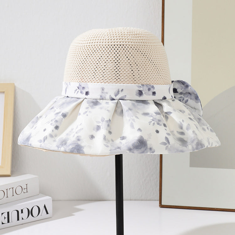流行帽子|夏季新款蝴蝶結帽子女防曬小清新遮陽帽戶外出遊防紫外線太陽帽潮「C5253」25.05-1