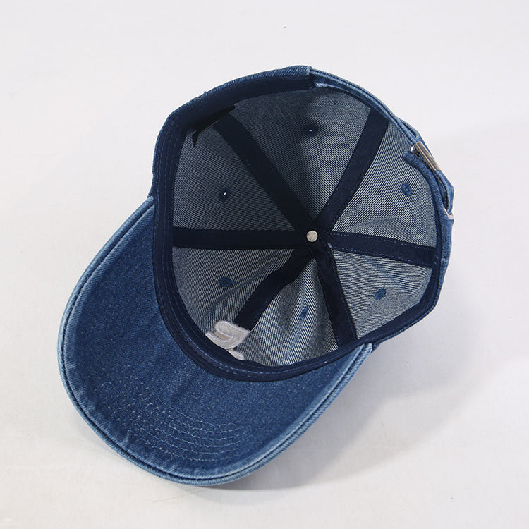 流行帽子|熱巴同款牛仔棒球帽子女大頭圍顯臉小水洗鴨舌帽男韓版戶外遮陽帽「C5104」25.03-3