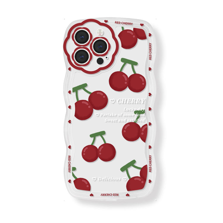 手機殼|蘋果14/13Promax櫻桃iphone12適用11花孔波浪手機殼xr批發78「BQ4298」24.11-2