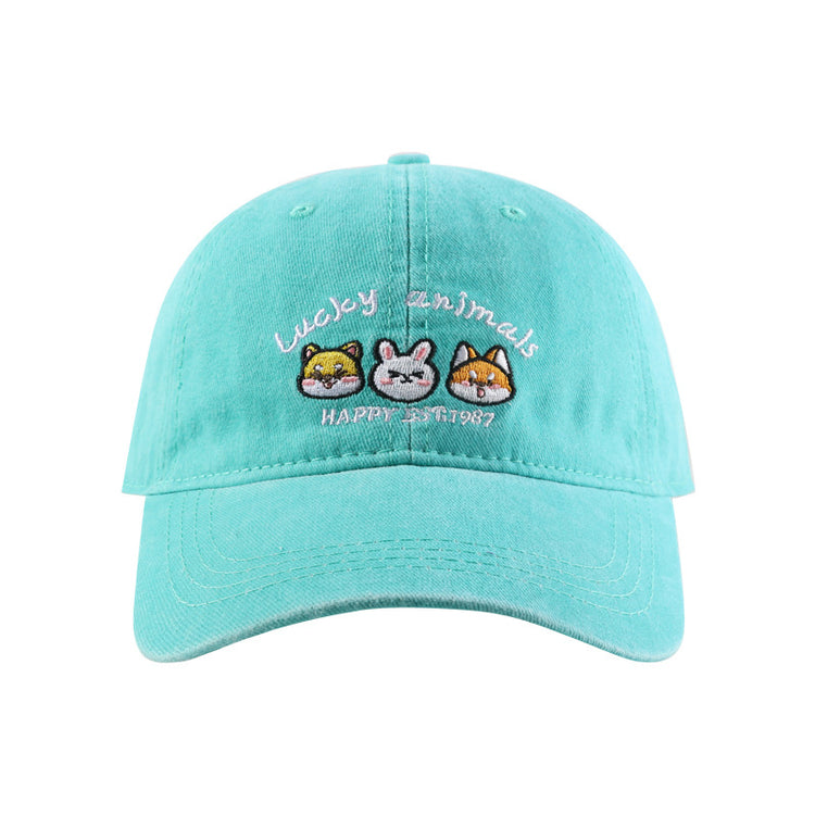 流行帽子|動物刺繡棒球帽子女夏季透氣百搭水洗棉遮陽帽戶外運動輕薄鴨舌帽「C4144」24.07-2