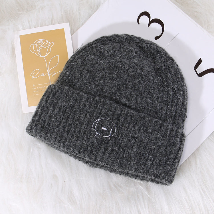 流行帽子|秋冬可愛卡通刺繡針織帽子女大頭圍保暖護耳帽顯臉小毛線帽男冷帽「C5580」25.09-4