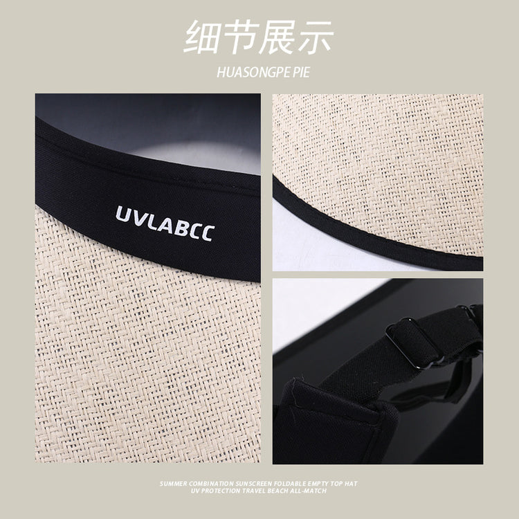 流行帽子|黑膠加大加寬帽簷空頂帽可折疊百搭夏季防曬帽騎行防紫外線太陽帽「C3732」24.03-2