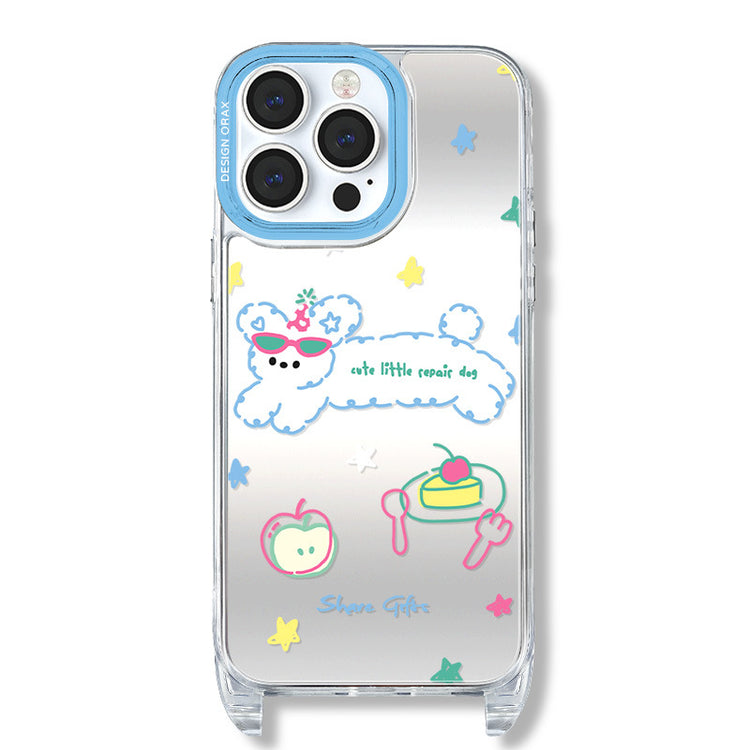 手機殼|15/14pro蘋果手機殼夏天13適用iPhone14pro掛繩鏡面殼12/11女「LR0852」24.07