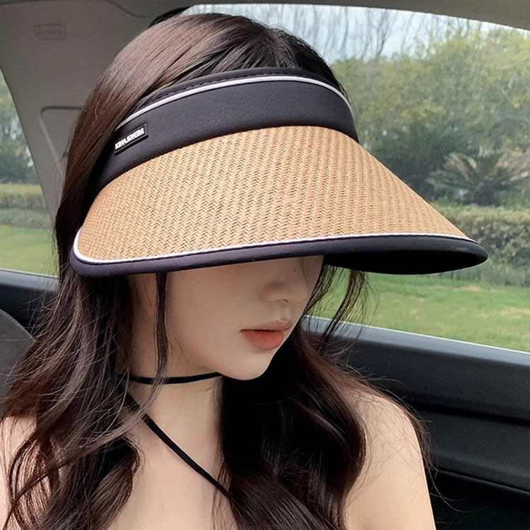 流行帽子|夏季新款防紫外線帽子女騎車遮臉草編空頂帽戶外出遊防曬遮陽帽潮「C3778」25.05-1