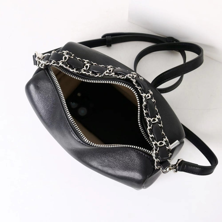 質感真皮|2025新款高級感枕頭包女牛皮大容量手提單肩包斜背包小眾設計包包「7014」25.07-1