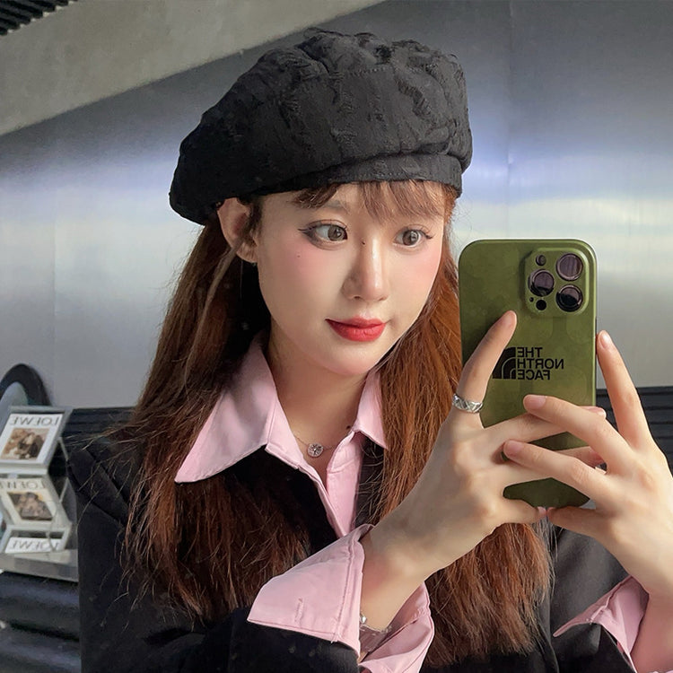 流行帽子|廢土風破洞貝雷帽女春秋戶外個性時尚穿搭畫家帽顯臉小學生報童帽「C4213」24.07-5