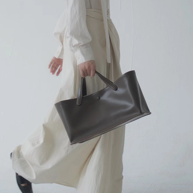 質感真皮|2024年新韓版托特包女頭層牛皮大容量高級感復古通勤包法式小眾包「3725」24.07-5