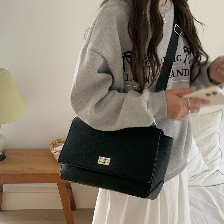 日韓流行|2025年新韓版春夏新款大容量托特包翻蓋鎖扣單肩包休閒通勤斜跨包「9601#」25.05-2