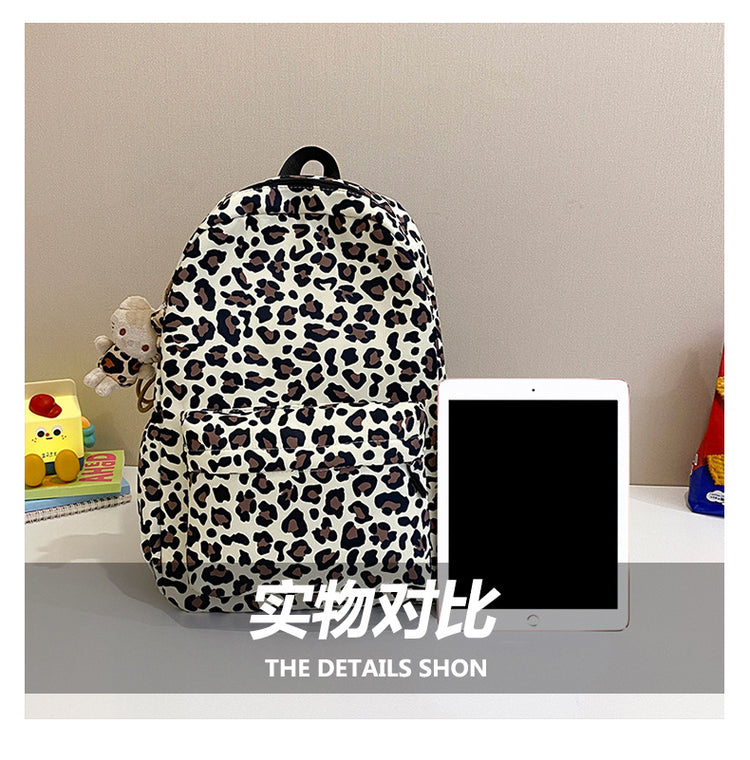 致青春|跨境海外熱銷時尚豹紋背包潮流印花時尚雙肩包女洋氣百搭大學生書包「5504」24.10-5