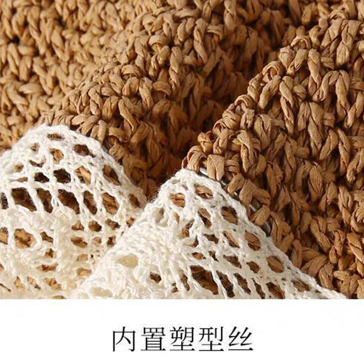 流行帽子|夏季蕾絲草帽女海邊度假放紫外線沙灘遮陽帽大沿顯臉小遮臉防曬帽「C5076」25.03-2