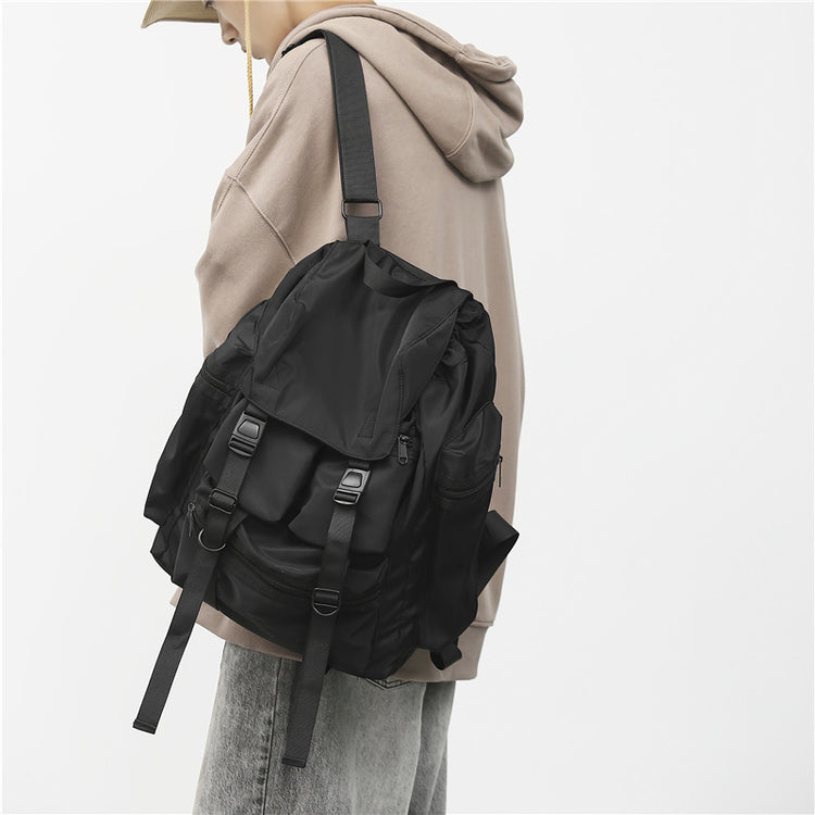 致青春|書包男學生大容量背包新款韓版街頭潮流工裝機能抽繩多口袋雙肩包「0960-132」24.09-4