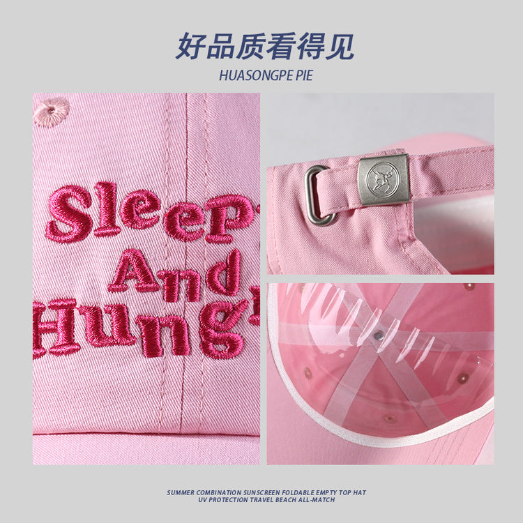 流行帽子|防曬帽夏季女韓系刺繡粉色棒球帽糖果色百搭情侶遮陽帽學生鴨舌帽「C4129」24.07-3