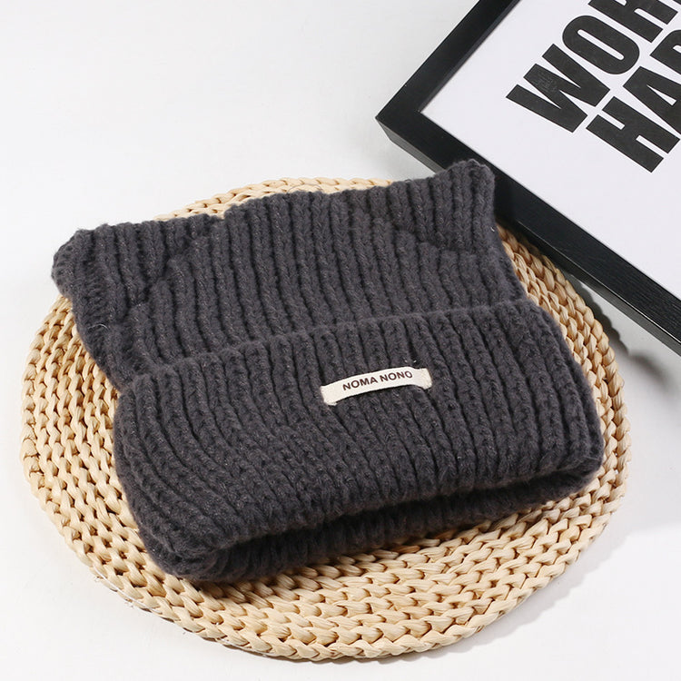 流行帽子|帽子日系可愛貓耳朵毛線帽秋冬季保暖護耳套頭帽百搭顯臉小針織帽「C4391」24.09-3