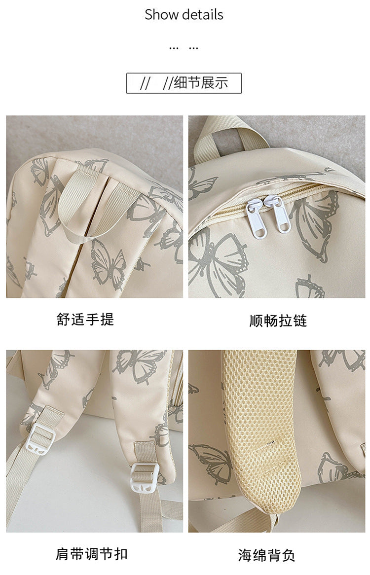 致青春|雙肩包女日系ins風蝴蝶設計背包外出旅遊輕便背包大容量學生書包「8084-125」24.10-3