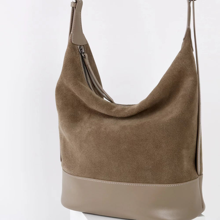 質感真皮|2025年新美拉德高級感輕奢高質感磨砂牛皮大容量水桶包時尚「6173」25.09-2