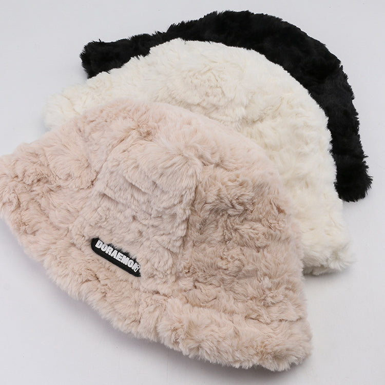 流行帽子|毛絨帽子女冬季可愛百搭顯臉小漁夫帽保暖防寒時尚字母盆帽水桶帽「C1642」25.12-2