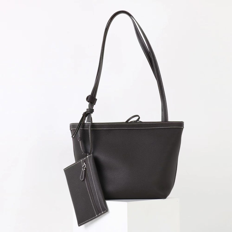 質感真皮|2025新款牛皮復古時尚單肩手提包百搭高級感托特包子母包通勤極簡包「8271」25.11-2