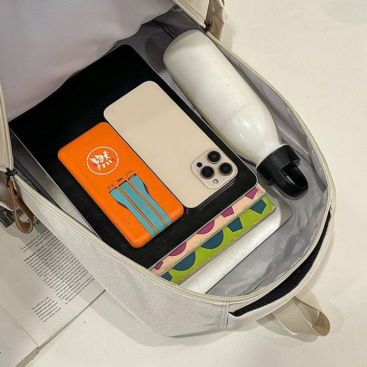 致青春|簡約百搭學生書包女大容量休閒旅行雙肩包潮流設計感百搭雙肩背包「6017-142」25.12-2