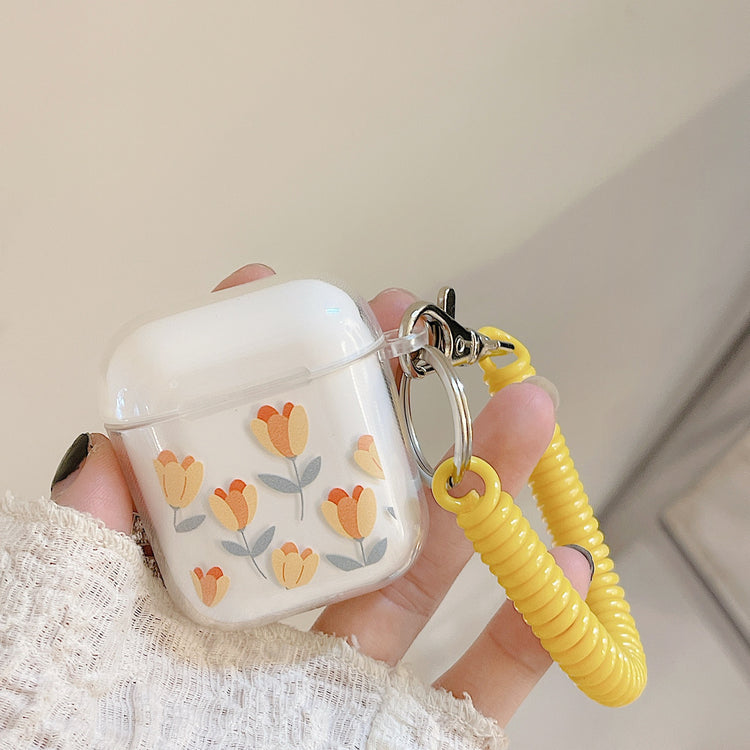 耳機套|適用airpodspro花朵蘋果藍牙耳機掛繩保護殼2/3代透明套掛繩「BQ1867」24.07
