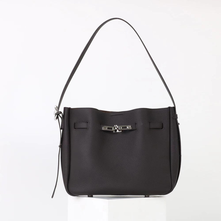 質感真皮|2025新款頭層牛皮高級感單肩斜背手提水桶包大容量小眾百搭「OS53088」25.11-1