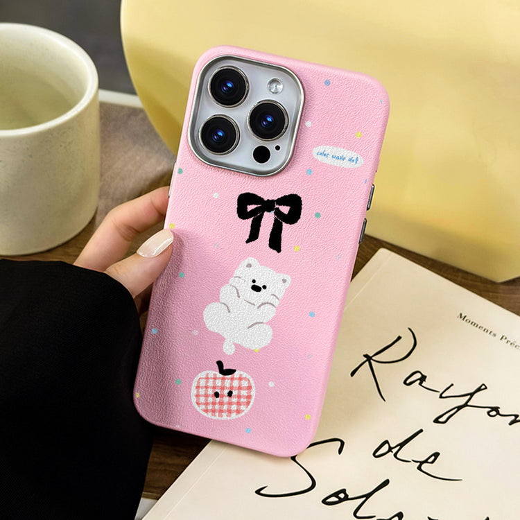 手機殼|iPhone16適用15Promax卡通14蘋果13手機殼12銀框皮紋殼11批發「LR1245」25.04-3