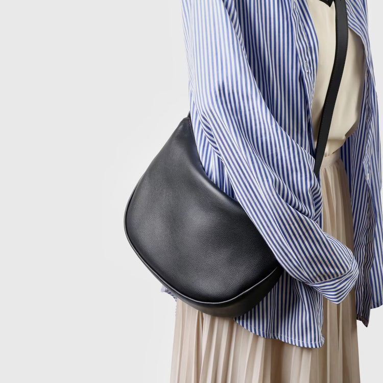 質感真皮|2025新款小眾休閒百搭頭層粒面小牛皮腋下韓版半月包柔軟牛皮斜挎「7031」25.06-3