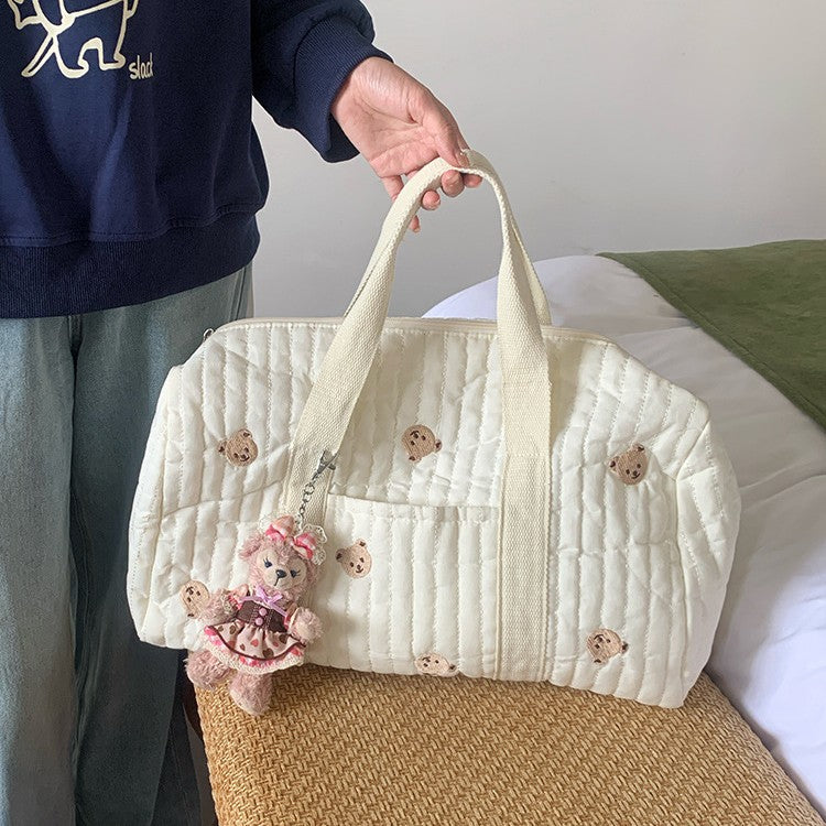 日韓流行 | 韓國ins新款刺繡媽咪包大容量外出收納包手提母嬰帶娃輕便旅行袋「J9017」25.07-3