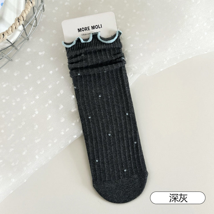 女襪|襪子女士卡通刺繡ins潮流中筒襪吸汗透氣彈力無骨棉質堆堆襪「ZX25506」25.09-5