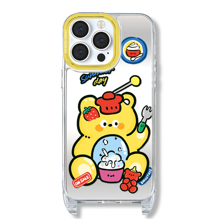 手機殼|蘋果15掛繩鏡面iPhone14pro適用12/11promax手機殼蘋果殼夏天「LR0856」24.07