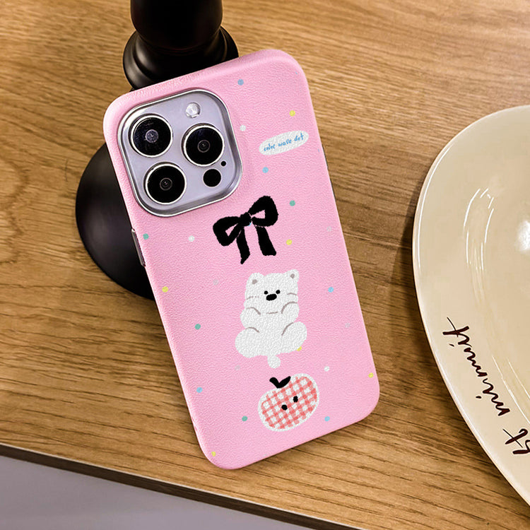 手機殼|iPhone16適用15Promax卡通14蘋果13手機殼12銀框皮紋殼11批發「LR1245」25.04-3