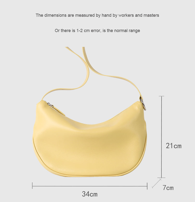 質感真皮|2025新款小眾休閒百搭頭層粒面小牛皮腋下韓版半月包柔軟牛皮斜挎「7031」25.06-3