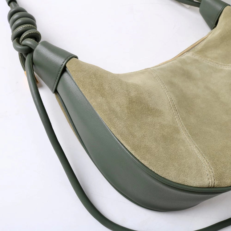 質感真皮|2025新款磨砂牛皮休閒百搭牛角月牙餃子包真皮腋下包簡約通勤「7040」25.06-4