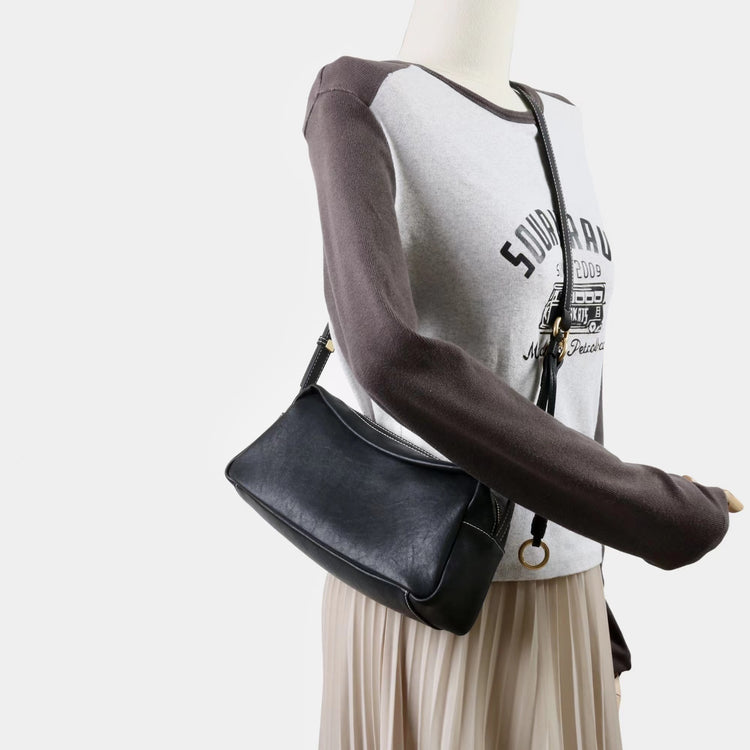質感真皮|2025新款時尚軟牛皮枕頭包時尚百搭單肩斜背包高級感小眾設計腋下包「7059」25.09-4
