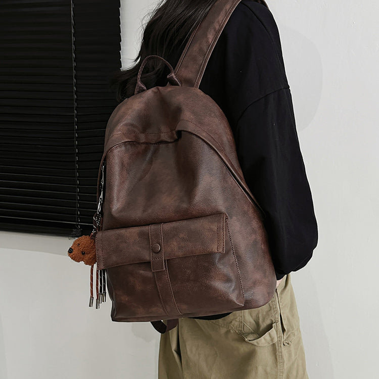 致青春|雙肩包女士大容量2024新情侶背包小眾通勤男孩大學生PU旅行書包「5613-132」24.11-4