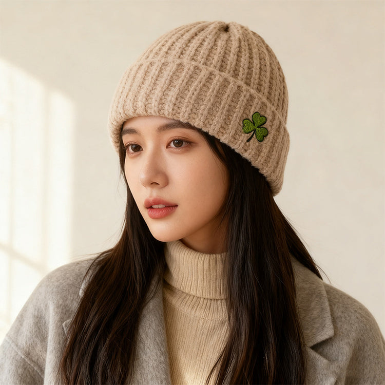 流行帽子|可愛花朵刺繡毛線帽子女秋冬保暖護耳針織帽顯臉小冷帽百搭套頭帽「C5802」25.11-2