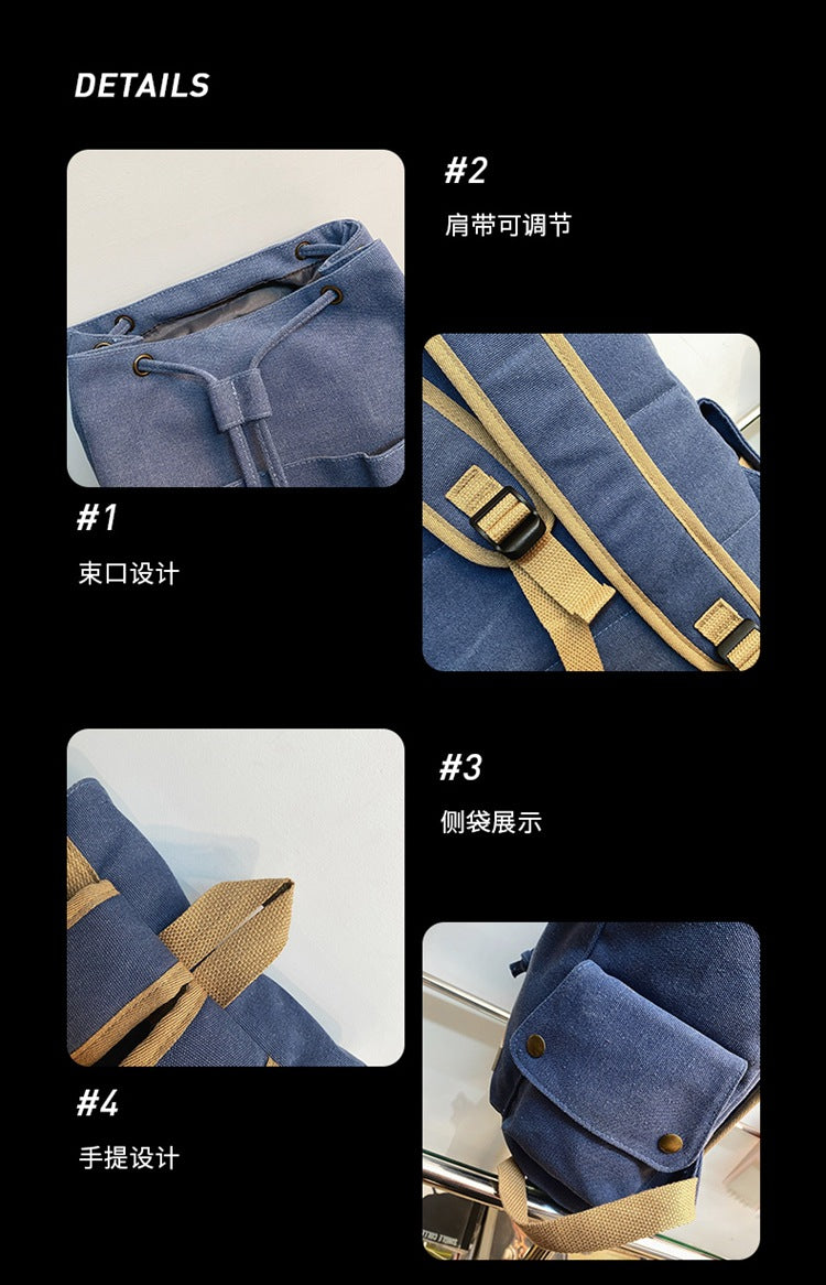 致青春|工裝風雙肩包女日韓時尚休閒背包潮流中大學生復古帆布學生書包「1059-138」25.04-1