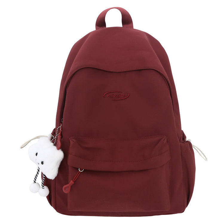 致青春|跨境簡約雙肩包少女森系純色百搭背包大容量質感初高大學生書包「9091-127」24.12-3