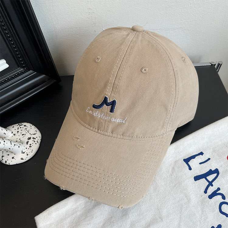 流行帽子|韓版簡約字母刺繡軟頂棒球帽子春季新款百搭休閒情侶顯臉小鴨舌帽「C4889」24.12-5