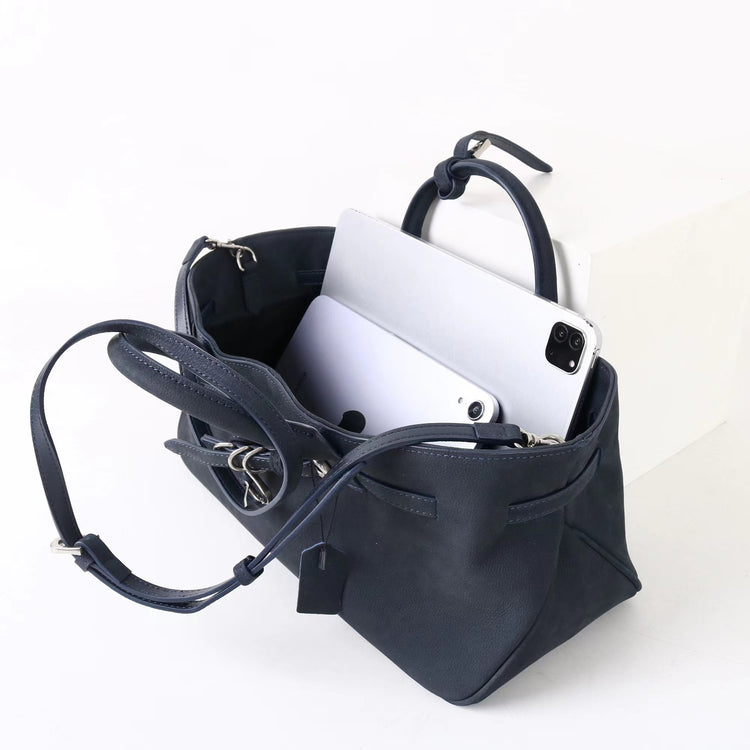 質感真皮|2025新款復古休閒麂皮包通勤百搭極簡皮帶扣設計斜背女小眾托特包「5797」25.09-4