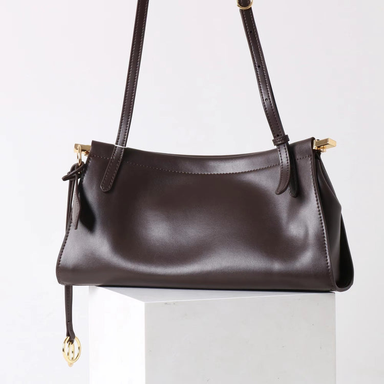 質感真皮|2025新款牛皮腋下復古法式法棍夾子包小眾設計極簡風通勤簡約包「3336」25.06-2