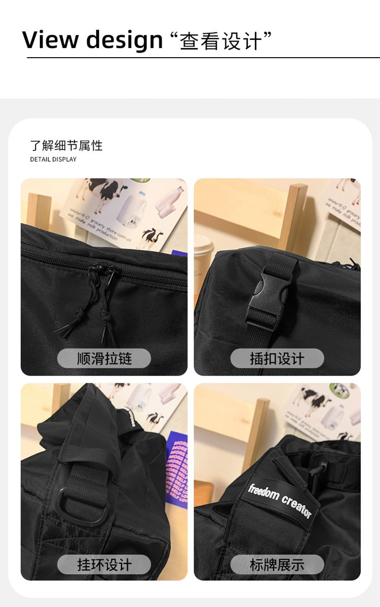 致青春|乾濕分離日系大容量斜背包男運動健身包潮工裝郵差包單肩背包「024-250」24.03-1