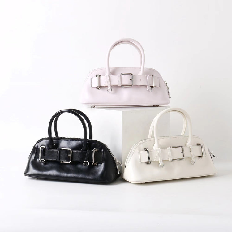 質感真皮|2025新款百搭手提包時尚優雅肩斜背包韓國小眾手提保齡球包包「6717」25.07-2